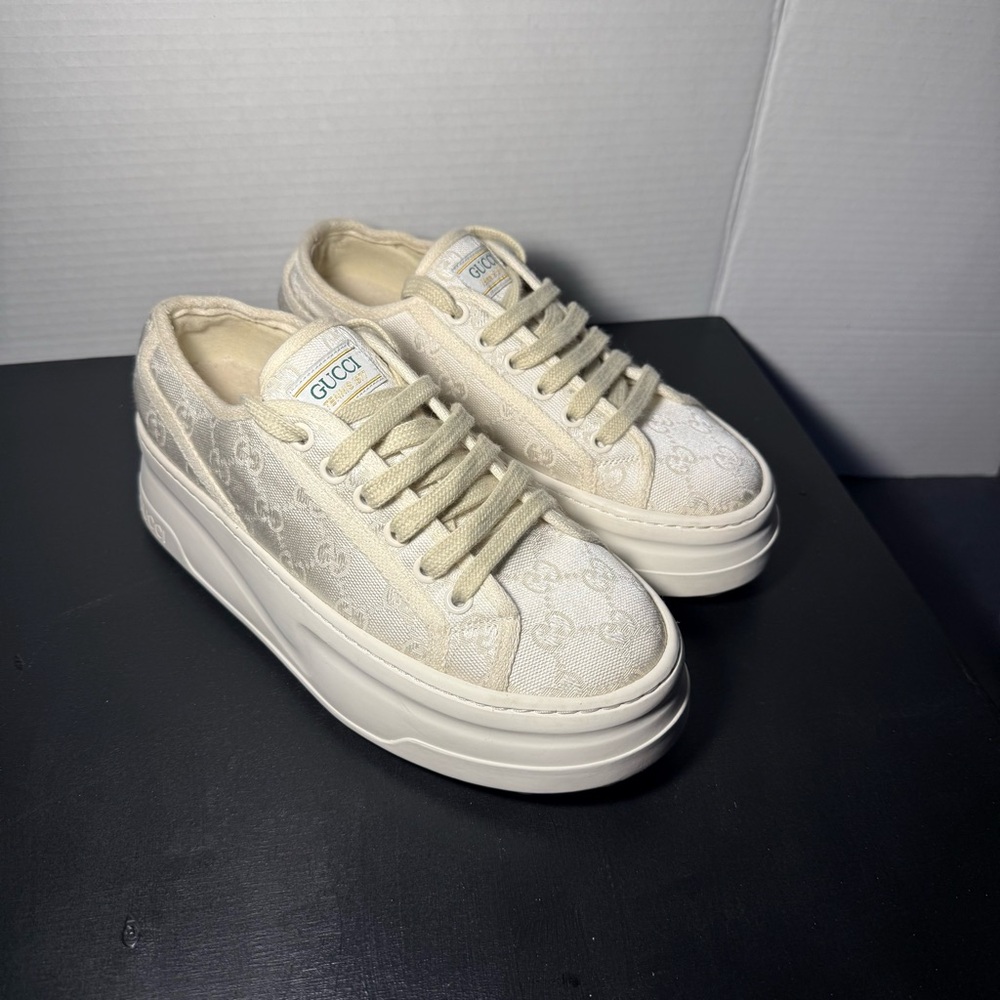 Gucci Women's Beige Platform Sneakers